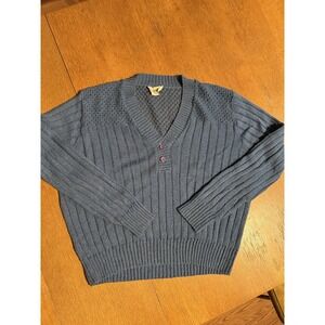Wilroy Sports Cardigan Sweater Blue Open Knit Vintage USA Made Cropped Women's